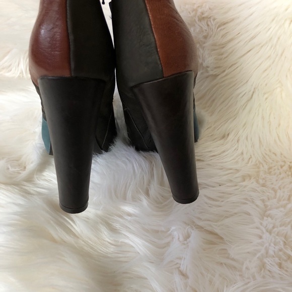 Top Shop Ankle Boot Round Toe Gray Teal Brown Blue - Picture 4 of 7